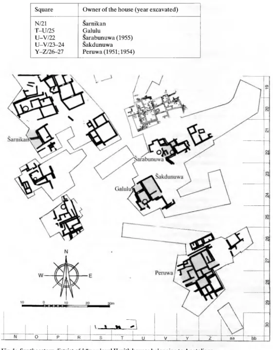 Fig. 1:  Southeastern district of karum level II with houses belonging to Anatohans.