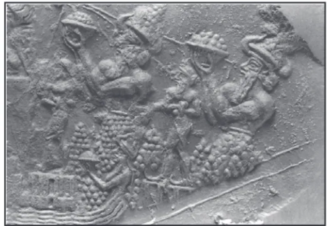 Fig. 3b - Moule en pierre fragmentaire (col. privée)  Ishtar et Naram-Sin (2210-2184 av