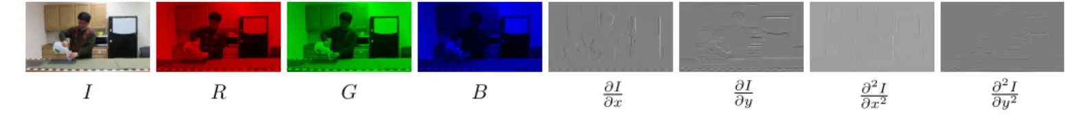 Figure 3: Seven low-level appearance features extracted in a sample video frame from the URADL dataset.