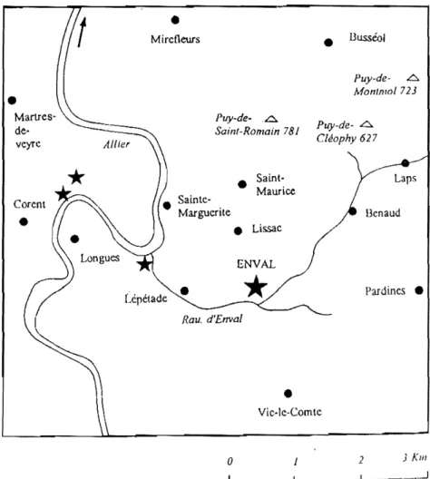 Fig.  1 - Situation géographique du  site d'Enval. 