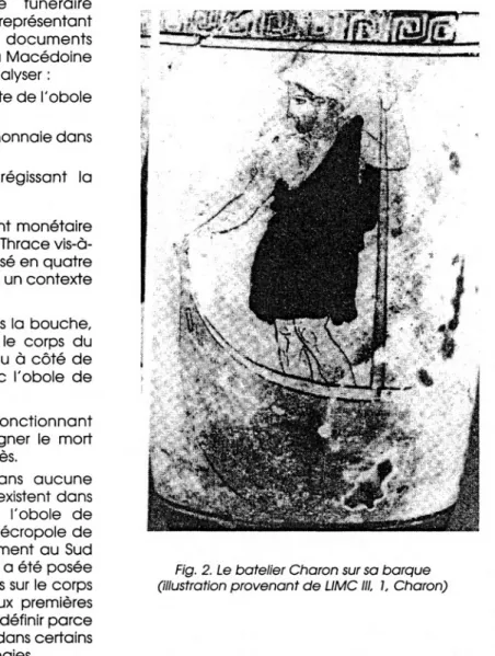 Fig.  2. Le batelier Charon sur sa barque  (illustration provenant de UMC III,  1,  Charon)