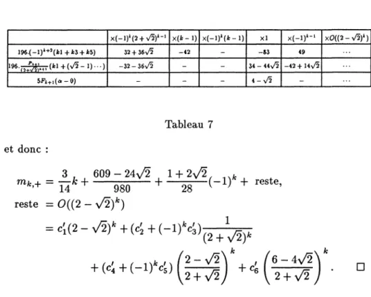 Tableau  7 et  donc :