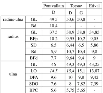 Fig. 3 :  Données  métriques  de  l’aurochs  de  Pontvallain  comparées  à  celles  des  aurochs  danois  (domaines  de  variation  mâle  et  femelle,  D egerbøl   &amp;  F redskild