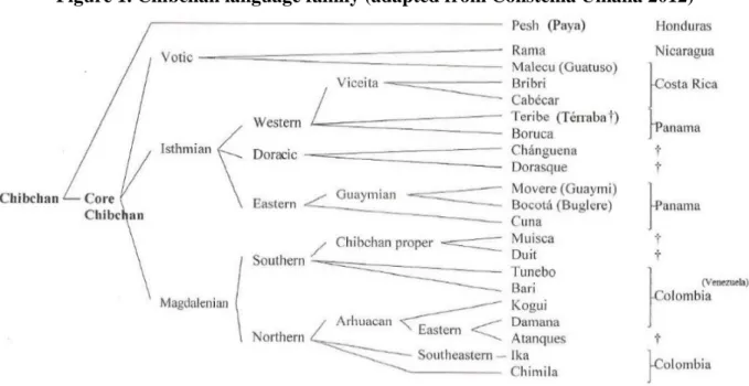 Figure 1. Chibchan language family (adapted from Constenla Umaña 2012) 