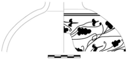 Figure 3. A sherd from a long-necked bottle  with vine-scroll decoration (scale 1:4).