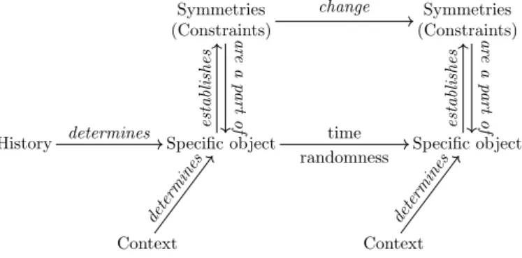 Figure 4: Biological objects and their theoretical structure. Spe- Spe-cific objects are not defined by invariants and invariant preserving transformations