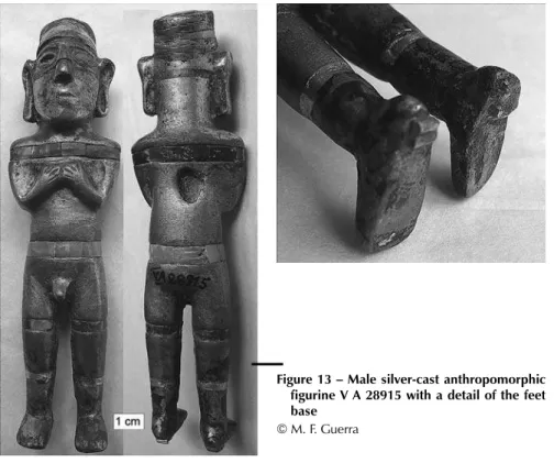 Figure 13 – Male silver-cast anthropomorphic  figurine V A 28915 with a detail of the feet  base