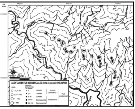 Figura 2 – Estructuración jerárquica de los sitios habitacionales de la región de  inkawasi