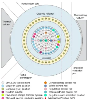 Fig. 2.  Measurement positions inside the TRIGA core. 