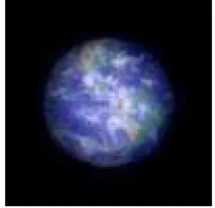 Fig. 8 Simulated image of the Earth at 10 light-years observed with a 150-km hypertelescope interferometric array made of 150 3-m mirrors working at visible wavelengths [Labeyrie 1999]