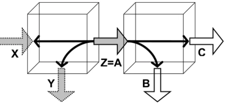 Figure 2:  Effect of changes in input and output flows of a system on neighbouring sub systems 