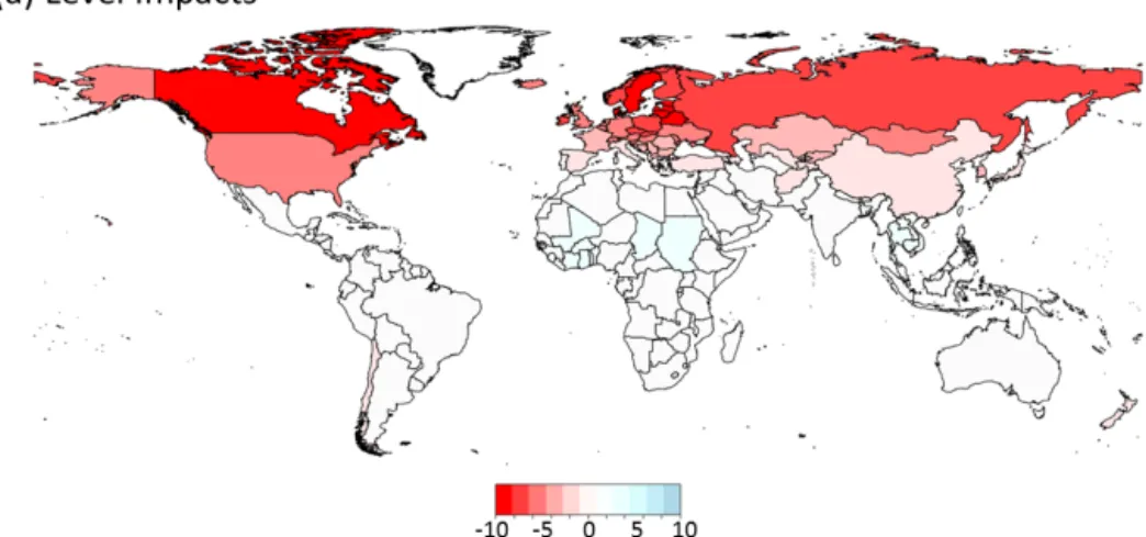 Figure 4. Projected impacts of a 4 ◦ C global cooling on country GDP per capita in 2100