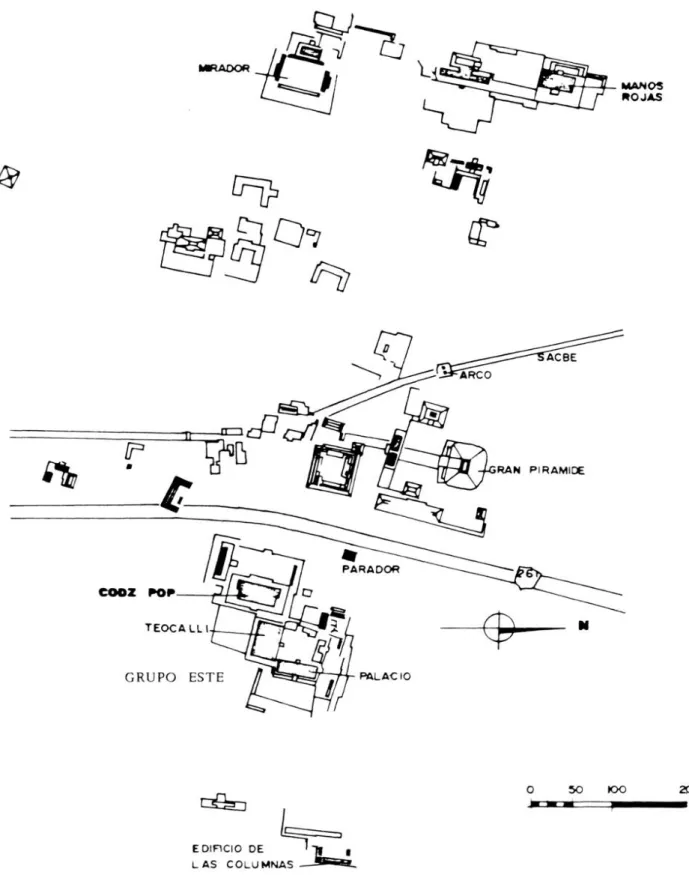 Fig. 2.  — Plan général du centre  de Kabah,  d'après  E.M.  Shook  (P.  Gendrop  1977) 