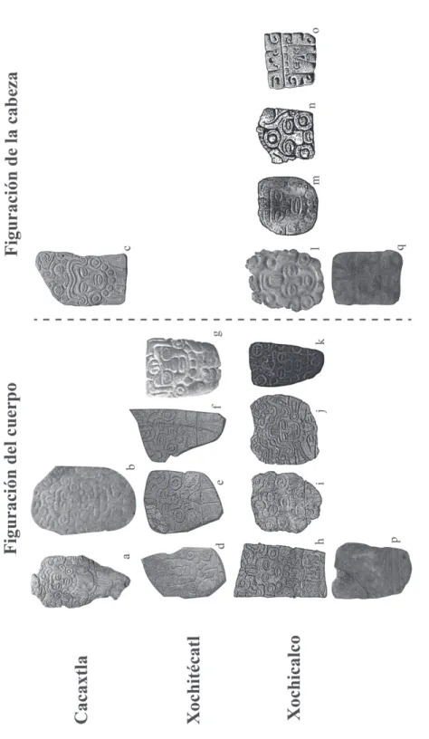 Fig. 11 – Placas de piedra verde figurativas procedentes de Cacaxtla-Xochitécatl y Xochicalco.