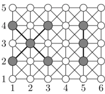 Figure 3: Two tiles generating optimal identifying codes of K 5 (density 4/15) Theorem 7