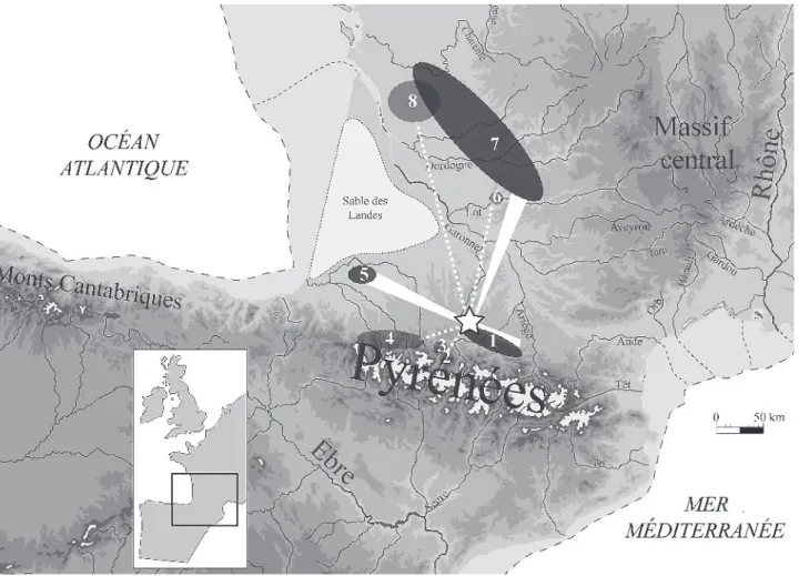 Fig. 4 – Localisation des sources de matières premières siliceuses exploitées aux Scilles