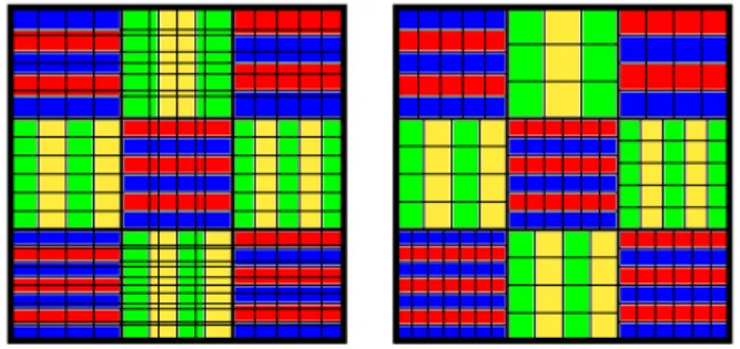 Fig. 1. Plate reactor conforming mesh (left) with 390 cells and non-conforming mesh (right) with 212 cells.