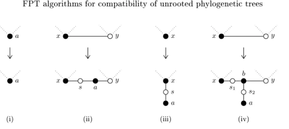 Fig. 1. The four possible cases (i-iv) in the dynamic programming algorithm.