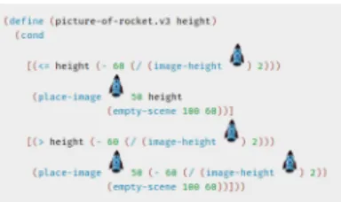 Figure 5: Racket code for “landing a rocket”