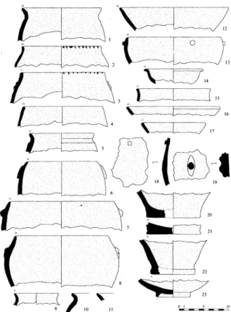 Fig. 8. La Rábita, Guardamar del Segura (Alicante): ma- ma-terial de la fase V (550-525 a.C): cerámica a mano