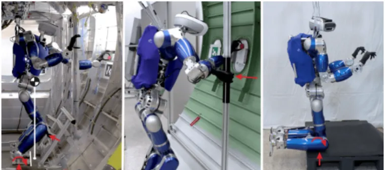 Fig. 2: Different multi-contact situations; from left to right: