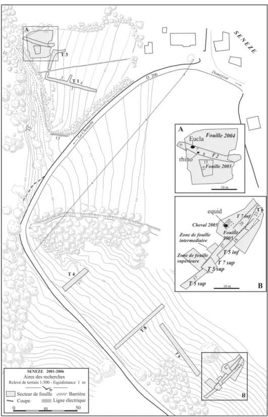 Fig. 4 : Localisation des travaux 2001-2006 (relevés F. Parenti).