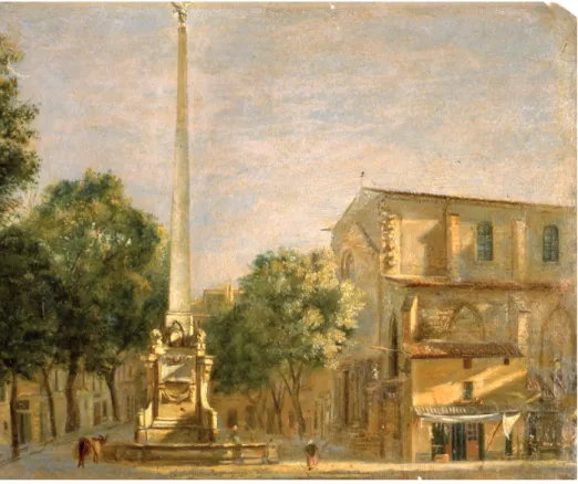 Fig. 11  – Représentation  de la place et de l’église des  Prêcheurs, entre 1835 et 1840,  attribuée à Marius Reinaud  (cl