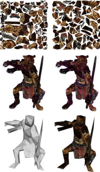 Figure 4: Artifacts due to texture seams. Top: Arti- Arti-facts during mesh decimation