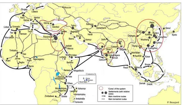 Fig. 6. The Eurasian and African World-System in the 15 th  century