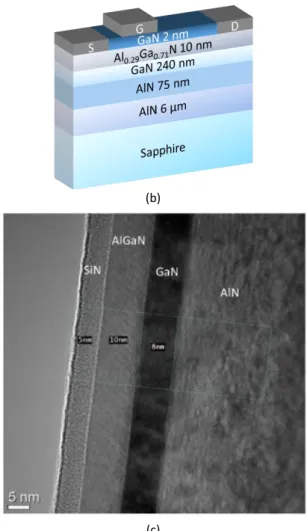 Fig. 1. Schematic cross-section of AlGaN/GaN HEMT, 