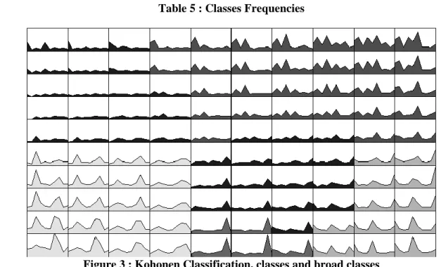 Figure 3 : Kohonen Classification, classes and broad classes  