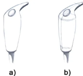 Figure 3: Croquis d’un objet a) composé de lignes de contours seulement, b) avec des lignes de courbure