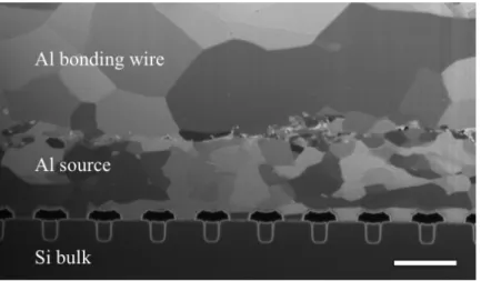 Fig. 5. FIB imaging of the wire-source metallization interface in an as-is power module