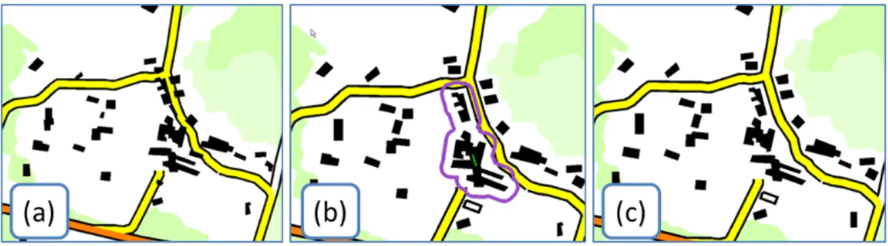 Figure 11: (a) initial rural space. (b) Conflict cluster emergence during a CartACom process