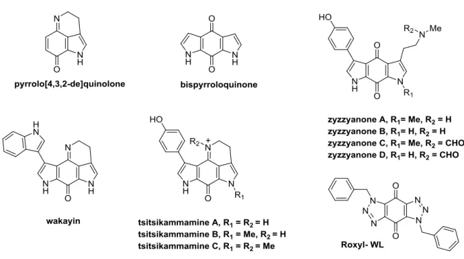 Figure 1: Natural marine alkaloids possessing a bisbyrroloquinonic frame and Roxyl-WL