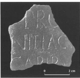 Fig. 8 - Fragment 5 de la plaque en  bronze  de L'Auribelle-Basse à Pézenas (photo S.  Mauné,  CNRS)