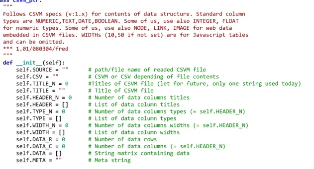 Figure 4. –Python CSVM object. 