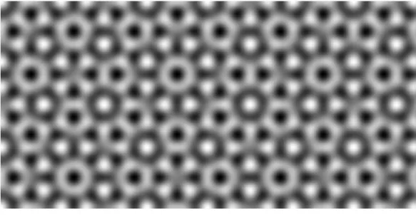 Figure 1: Example 8-fold quasipattern after [IR10]. This is an approximate solution of the steady Swift–Hohenberg equation (2) with λ = 0.1, computed by using Newton iteration to find an equilibrium solution truncated to wavenumbers satisfying | k | ≤ √