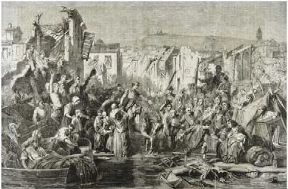 Figure 2 : L'Empereur distribuant des secours aux inondés de Lyon en 1856 (Le Monde  Illustré)