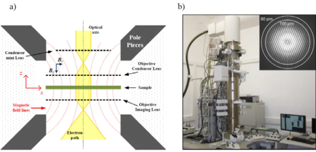 Figure 2.5.2. a) Schematic representation of the magnetic field lines (dash red lines) inside a twin type OL