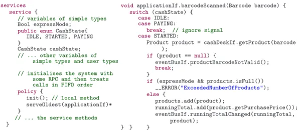 Fig. 3. Service definition of the Cash Desk Application