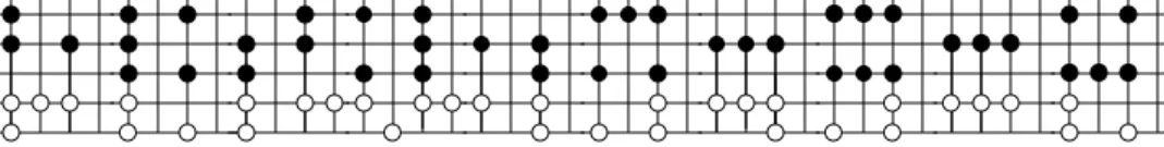 Fig. 2. The bottom rows (white disks) of K k .