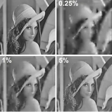 Fig. 2. Progressive image reconstruction of Lena using Thorpe ROC coder with a scaling function