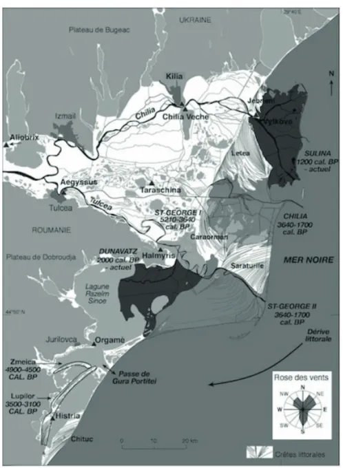 Figure 1: TheDanube Delta: The geomorphological map and localization of the main archaeological sites