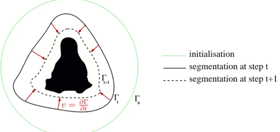 Fig. 1. Principle of image segmentation using deformable curves.