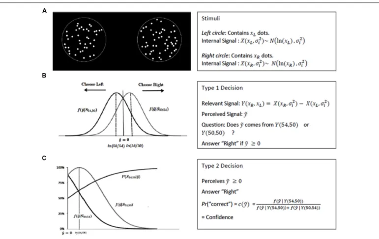 FIGURE 2 | SDT framework. (A) Presents an example of stimuli used for the task and details how the visual signal are coded by SDT