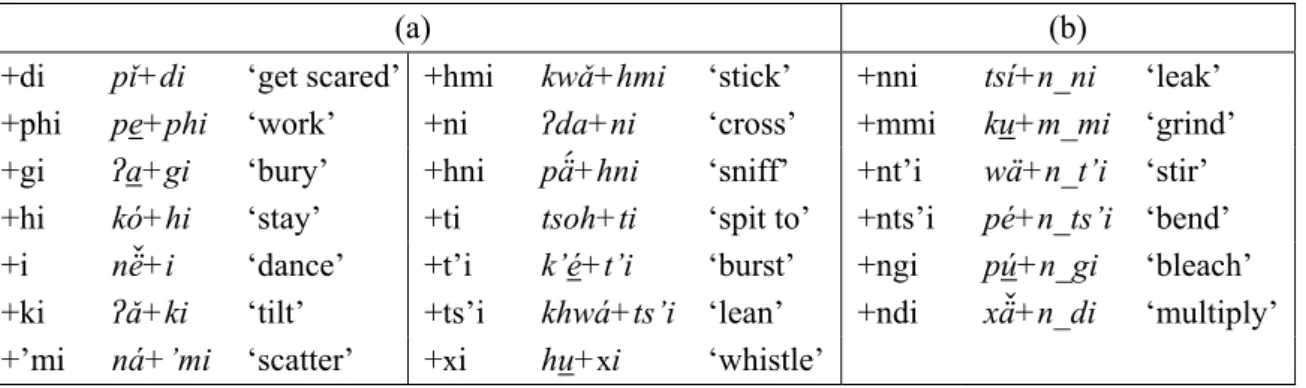 Table 5. The stem formatives of Eastern Otomi. 