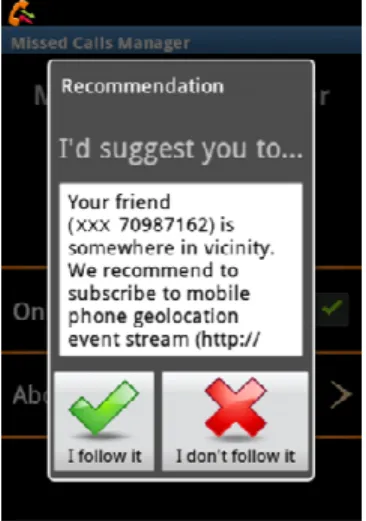 Fig. 5: ESR Recommendation on  User’s Smartphone 