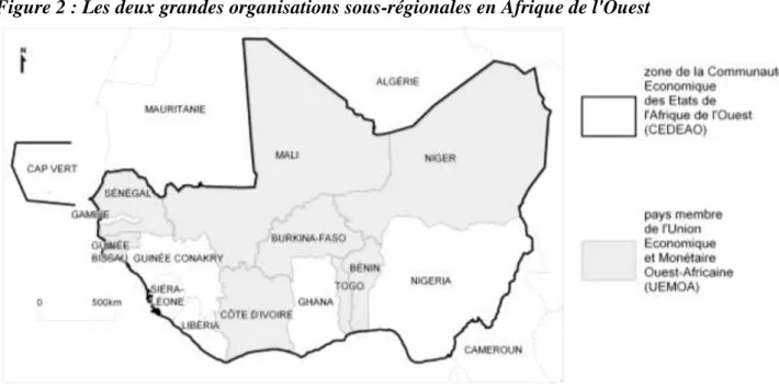 Figure 2 : Les deux grandes organisations sous-régionales en Afrique de l'Ouest 