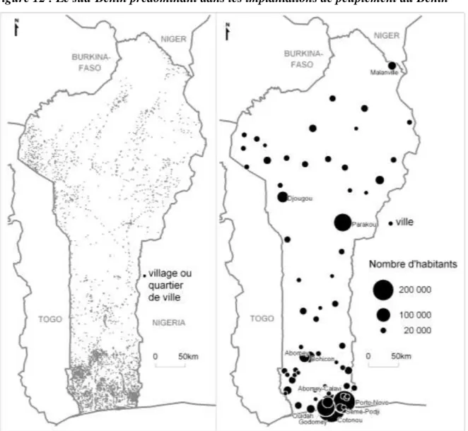 Figure 12 : Le sud-Bénin prédominant dans les implantations de peuplement au Bénin 